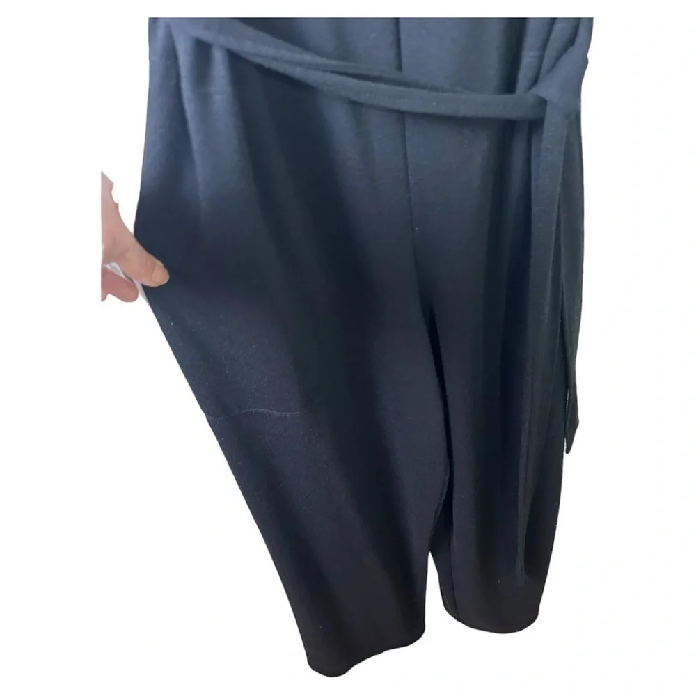 Max Studio Jumpsuit Womens Large Black Wide Leg Belted Stretch Sleeveless Formal - Picture 6 of 11